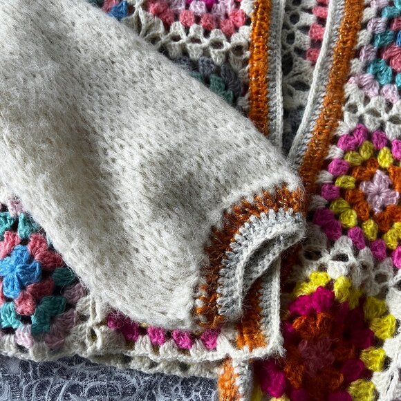 Handmade Multicolour Crochet Patchwork Cardigan - Picture 4 of 6